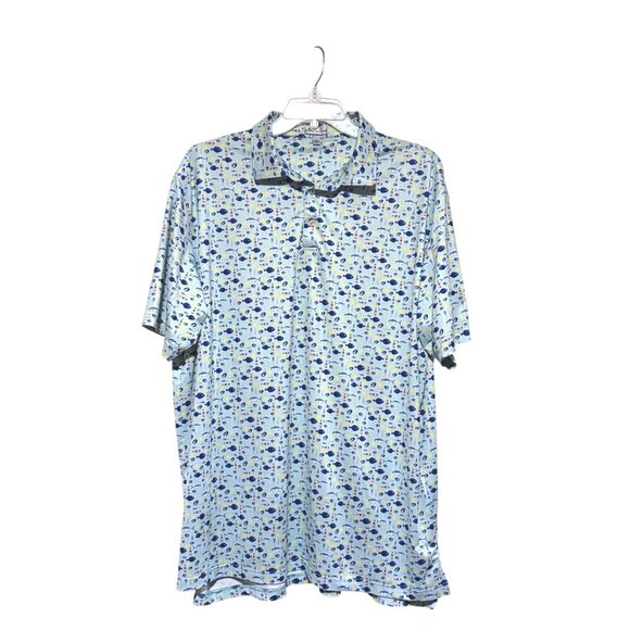 Peter Millar Crown Polo Shirt XXL Fish Sea Hot Sauce River AOP Print Golf - Picture 2 of 7